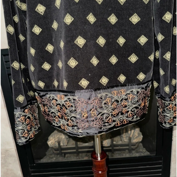 Hearts of Palms printed Corduroy Jacket with embroidered borders-size approx Lg - Picture 6 of 14